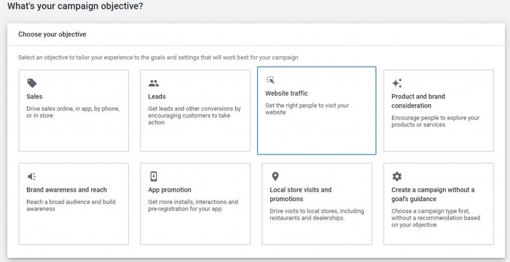 Select a Campaign Objective