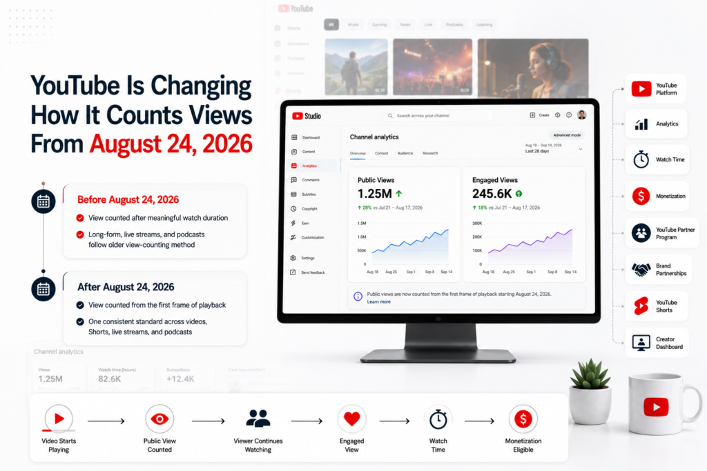 YouTube Is Changing How It Counts Views From August 24, 2026 and Here Is What Every Creator Needs to Know